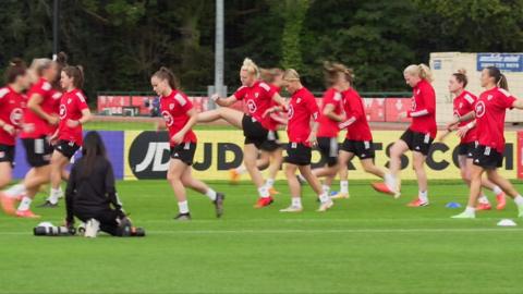 Wales women's football team training