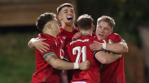 Wales players celebrate
