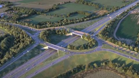 A digital image of how the M5 Junction 10 improvements will look