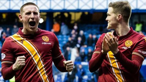 Motherwell's Dan Casey and Blair Spittal celebrate