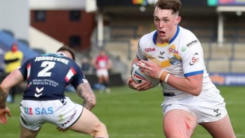 Leeds teenager Jack Broadbent ran in his first Super League try for the club against Wakefield on only his fourth appearance