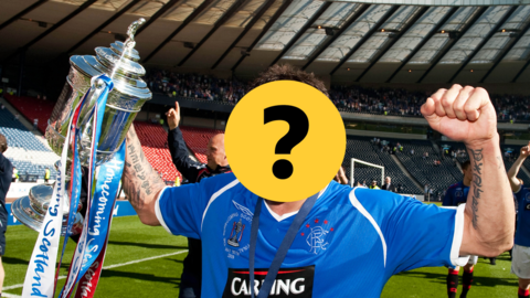 A Rangers player obscured by a question mark