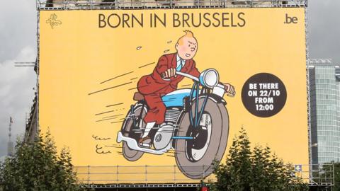 Giant Tintin poster in Brussels, 2011