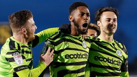 Forest Green celebrate Jamille Matt's goal