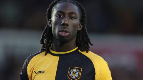 Michael Reindorf in action for Newport County