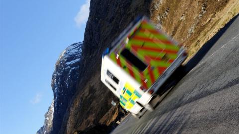 Ambulance on rural road