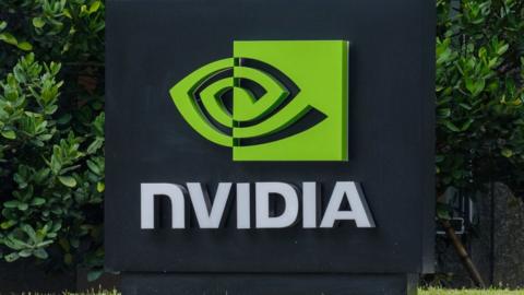 A Nvidia logo seen in Taipei.