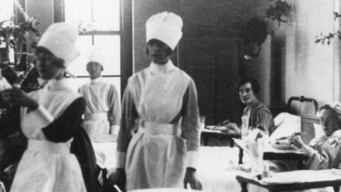 Nurses and patients at Beccles Hospital IN 1924