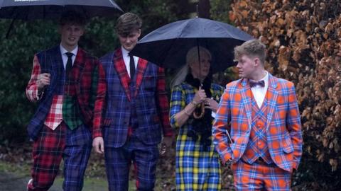 Doddie Weir's wife Kathy and their sons Hamish (left), Angus (centre) and Ben
