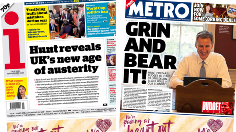 Front pages of the i and the Metro