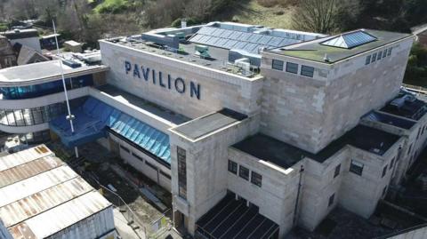 Drone photograph of the multi-storey Rothesay Pavilion