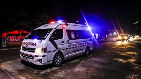 An ambulance arrives at Chiang Rai hospital