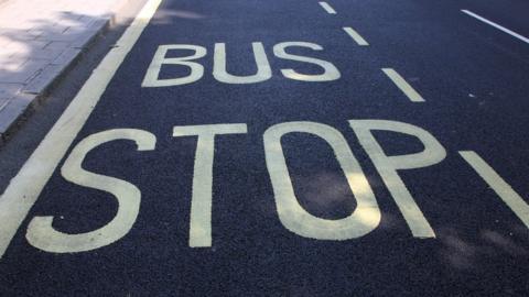 Bus stop road marking