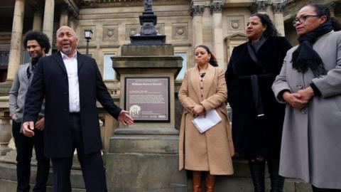 Plaque on William Brown Street being unveiled