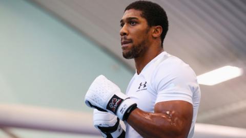 Anthony Joshua in the ring at the English Institute of Sport in Sheffield