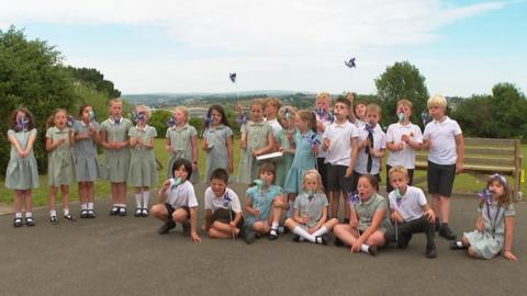 Pupils at Bishop Cornish School in Saltash, Cornwall