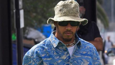 Lewis Hamilton arrives in the Mexican paddock