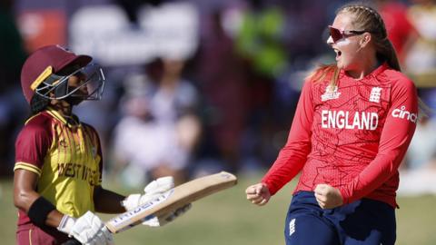 Sophie Ecclestone celebrates a wicket