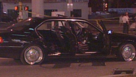 Image shows the car Tupac was in the night he was shot.