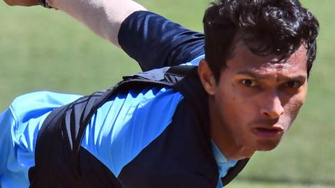 Navdeep Saini bowling in the nets for India