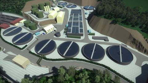 Artists impression from 2018 of sewage treatment works project