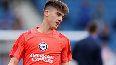 Brighton midfielder Andrew Moran during a pre-match training session ahead of a Premier League game