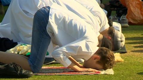 Muslims praying