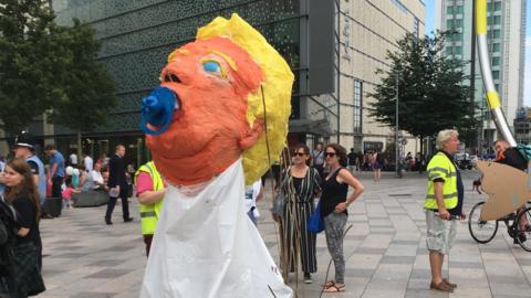 A puppet of Donald Trump as a baby in Cardiff