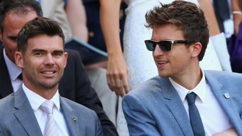 James Anderson & Greg James at Wimbledon in 2015