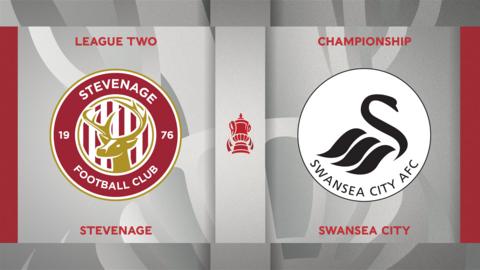 Stevenage v Swansea City badge graphic