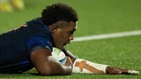 Viliame Mata scores a try for Edinburgh against Bulls