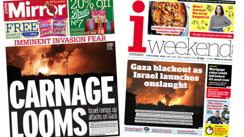 Front pages of the i and the Mirror