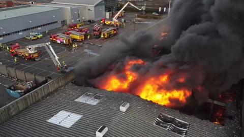 Fire at recycling centre on Abbeyfield Road, in Lenton, Nottingham