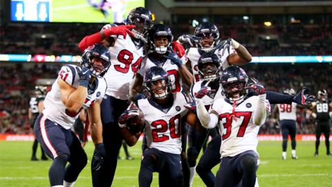 Houston Texans celebrating at Wembley.