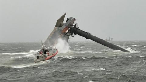 Commercial vessel, reportedly the Seacor Power, capsized