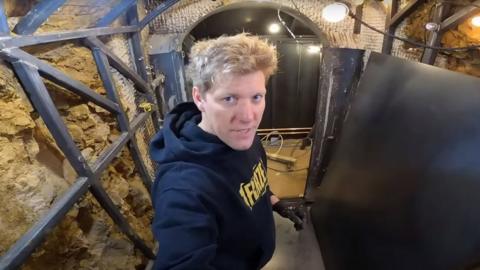 Colin Furze in his tunnel