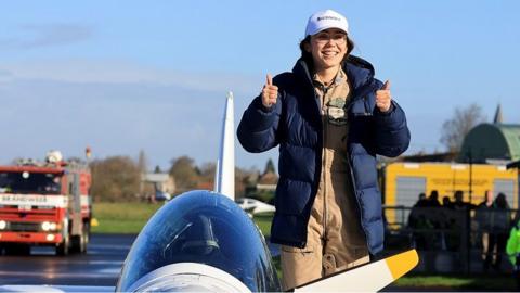 Zara Rutherford on plane