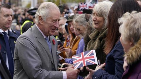 King meets crowds in Bradford's Centenary Square