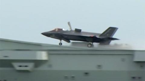 F35 fighter takes off in Portsmouth