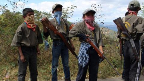 Children who have been recruited as soldiers in Mexico