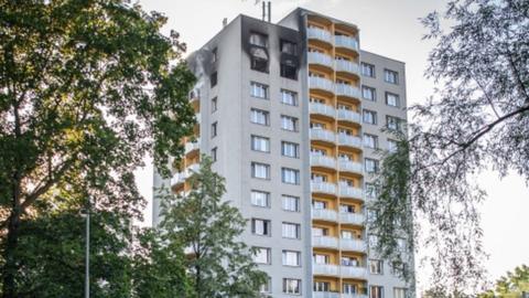 Scene of a fire at a block of flats in Bohumin, Czech Republic