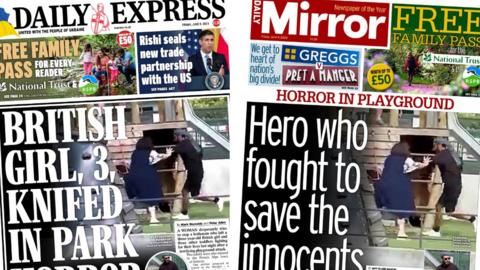 Daily Express and Daily Mirror front pages