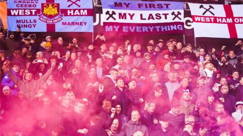 West Ham fans in Genk