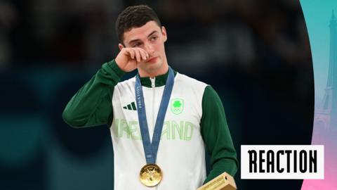 Watch Rhys McClenaghan's interview after winning gold in the men's pommel horse at the Paris 2024 Olympics 