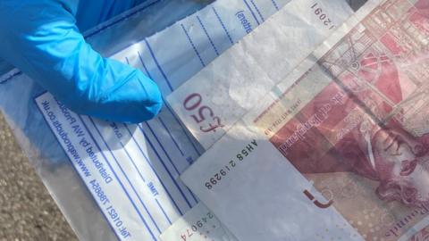 Cash seized in a raid in Billericay