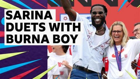 Sarina Wiegman and Burna Boy 