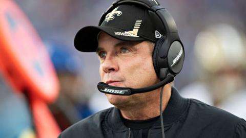 Sean Payton of the New Orleans Saints watches from on the sidelines during a game against the Tennessee Titans