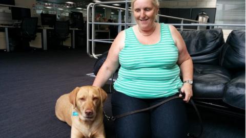 Guide dog Lucy with Isabel Holdsworth