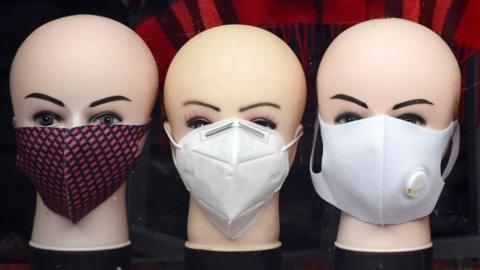 Face masks in a shop
