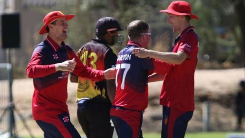 Jersey celebrate a wicket